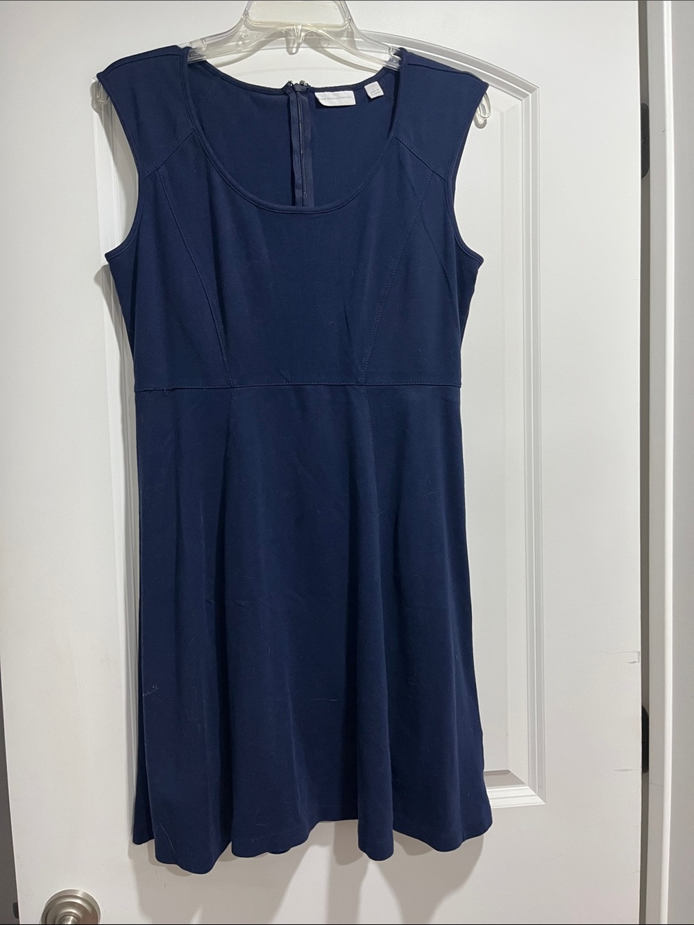 New York & Company Navy Scoop Neck Sleeveless A-Line Dress